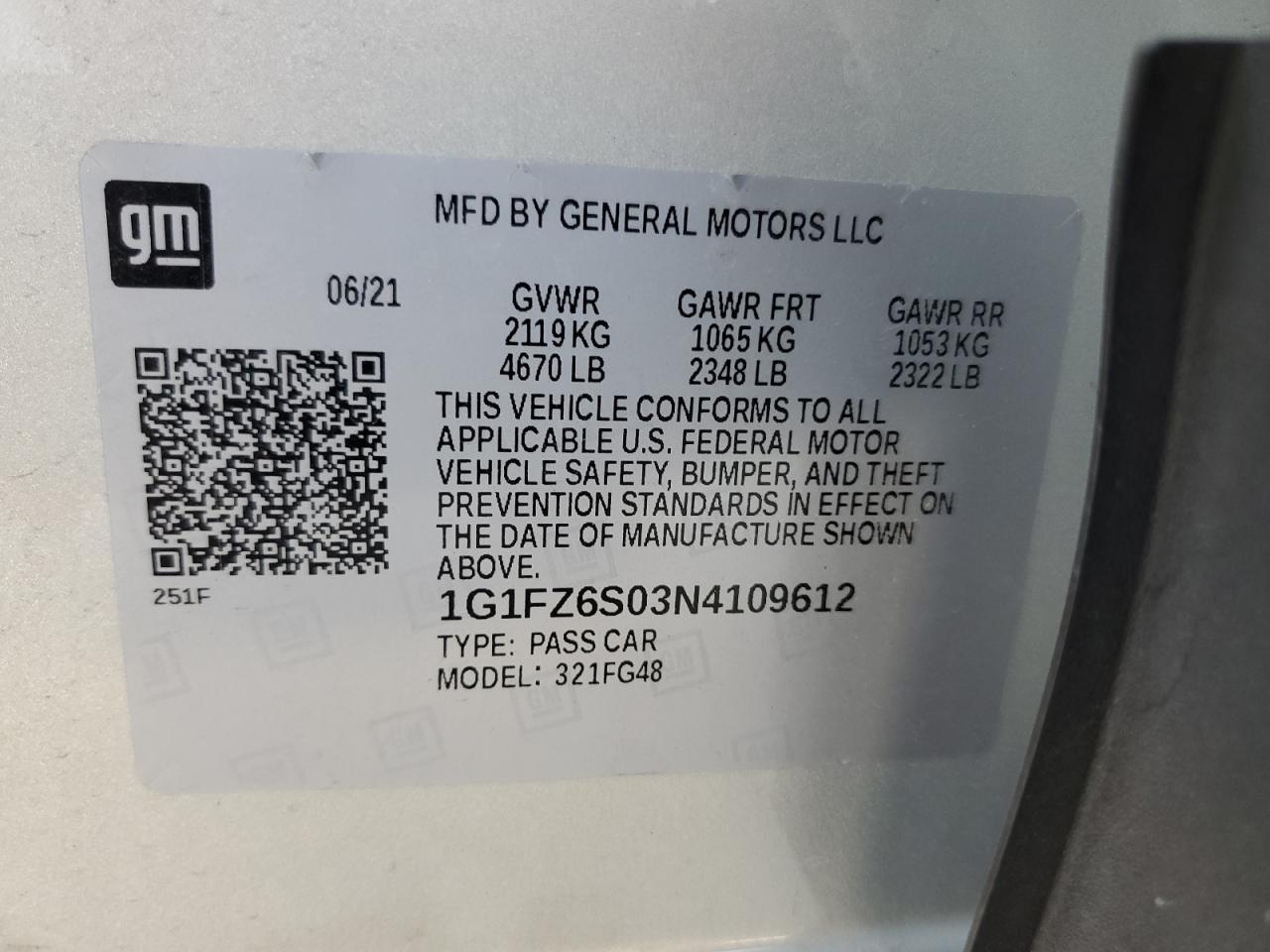 1G1FZ6S03N4109612 2022 Chevrolet Bolt Euv Premier