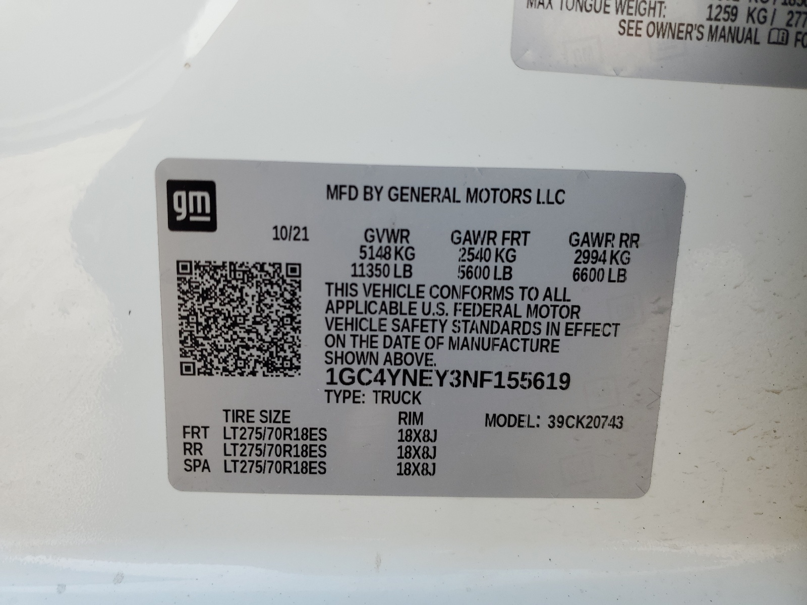 1GC4YNEY3NF155619 2022 Chevrolet Silverado K2500 Heavy Duty Lt