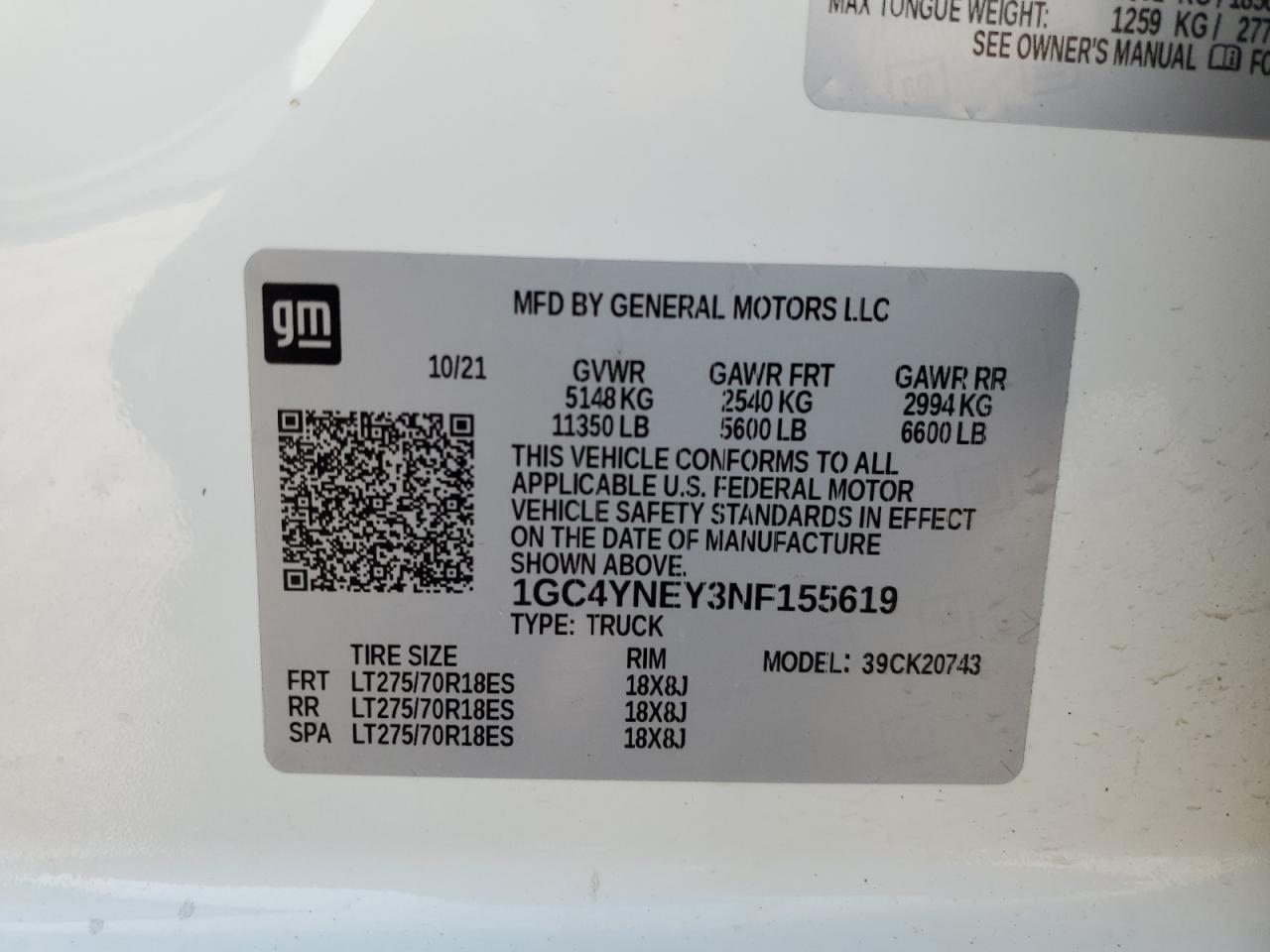 2022 Chevrolet Silverado K2500 Heavy Duty Lt VIN: 1GC4YNEY3NF155619 Lot: 63117974