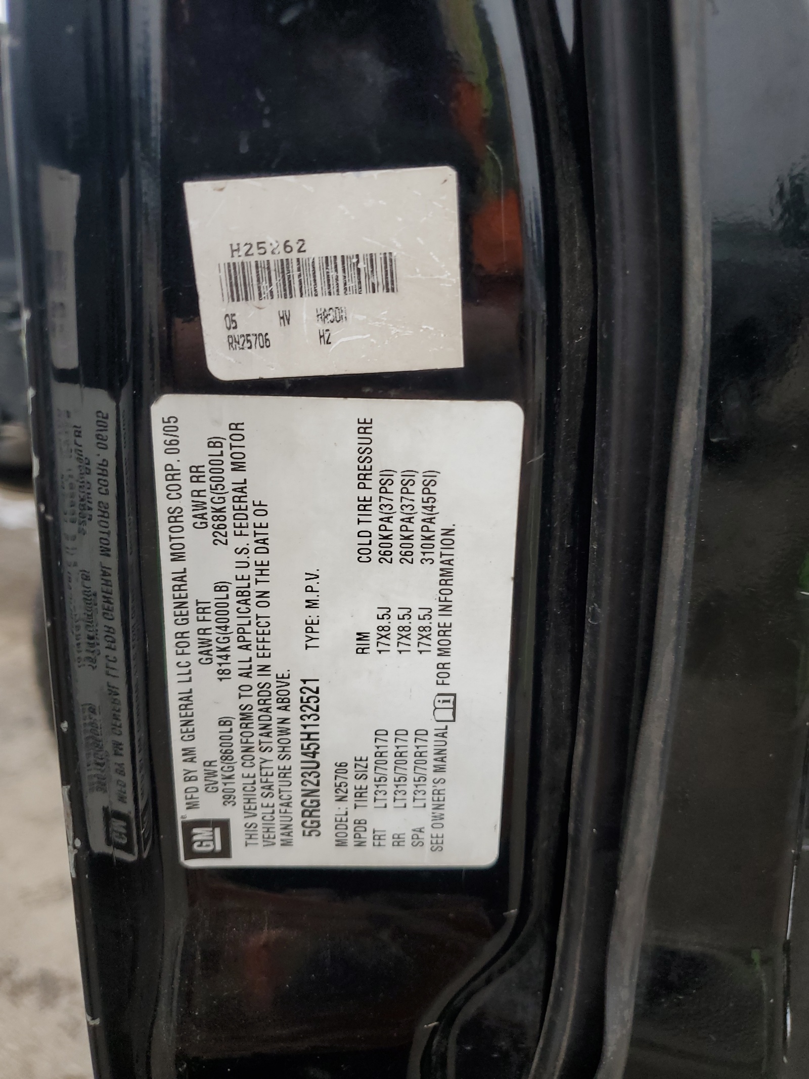 5GRGN23U45H132521 2005 Hummer H2