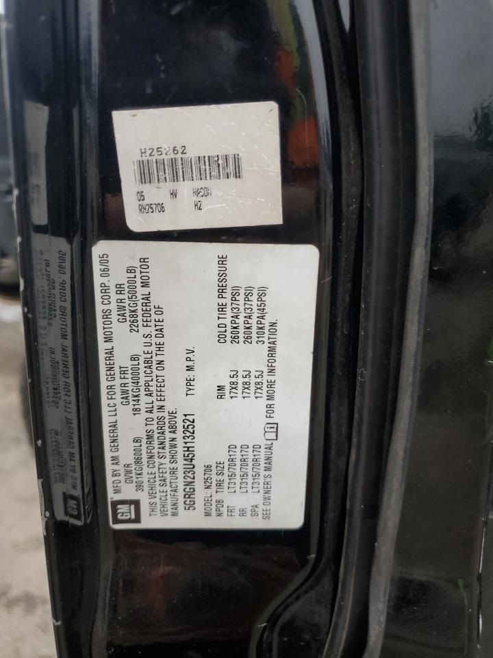 2005 Hummer H2 VIN: 5GRGN23U45H132521 Lot: 64027224