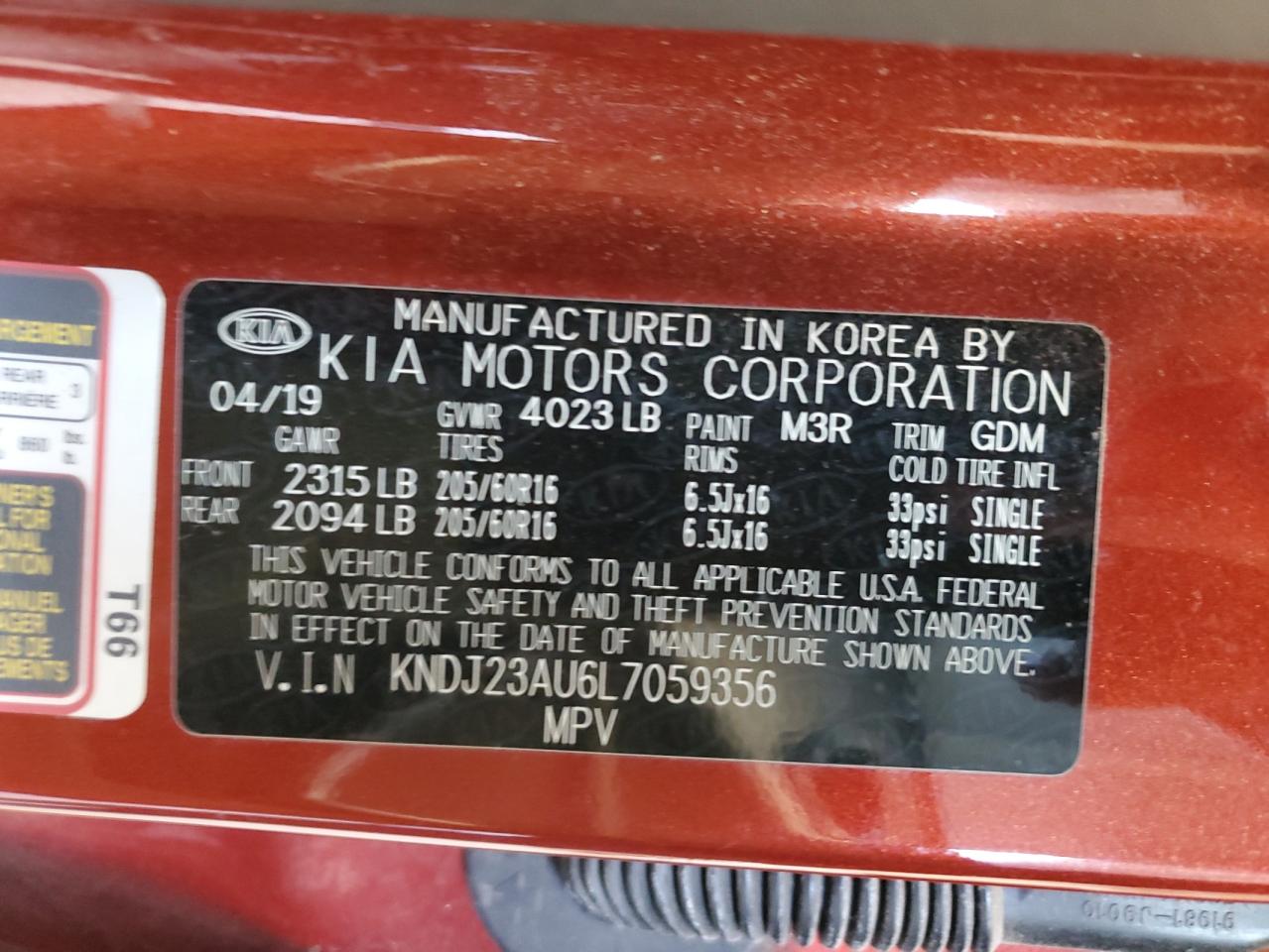 2020 Kia Soul Lx VIN: KNDJ23AU6L7059356 Lot: 63884634