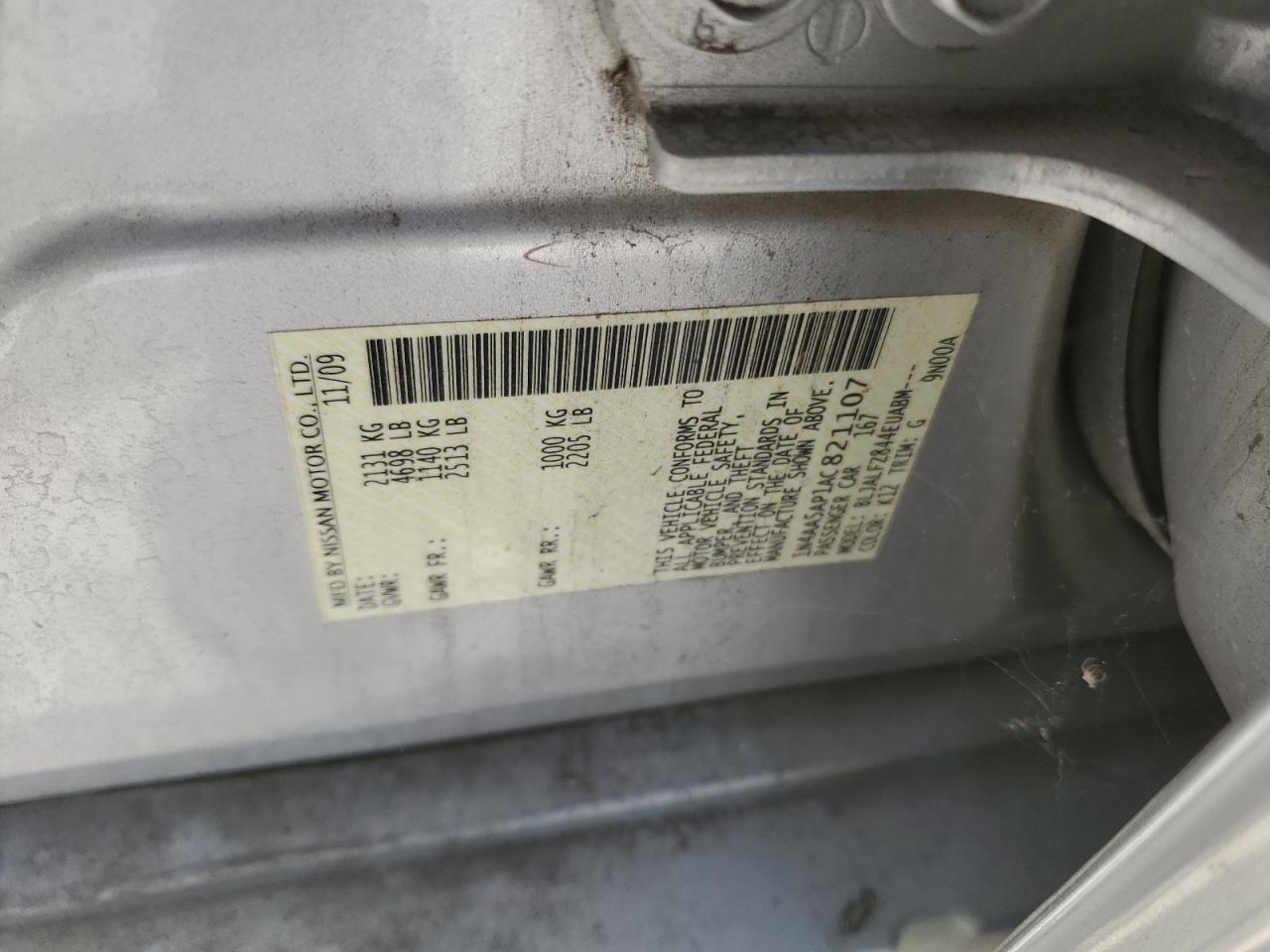 1N4AA5AP1AC821107 2010 Nissan Maxima S