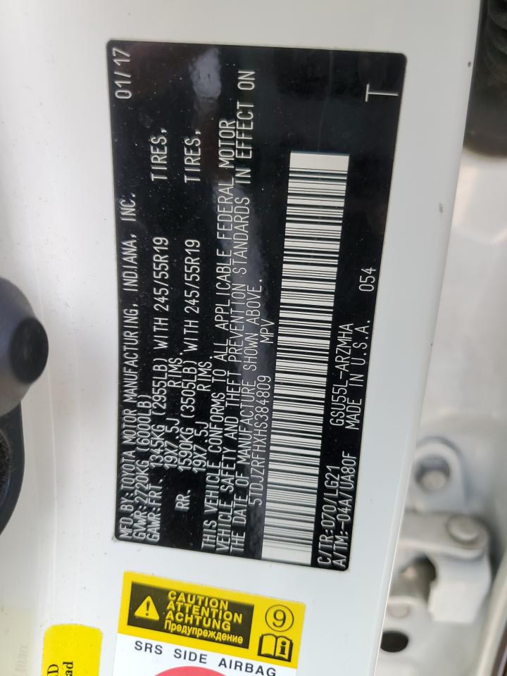 2017 Toyota Highlander Se VIN: 5TDJZRFHXHS384809 Lot: 63316204