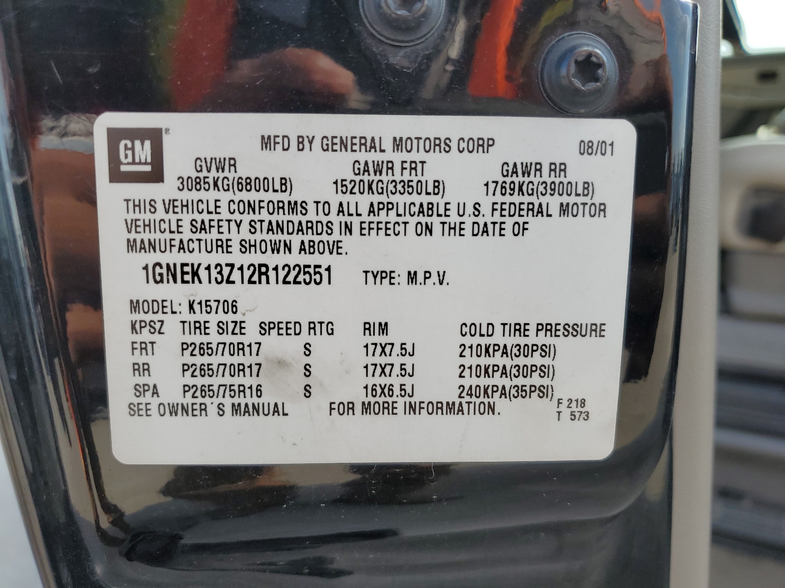 1GNEK13Z12R122551 2002 Chevrolet Tahoe K1500