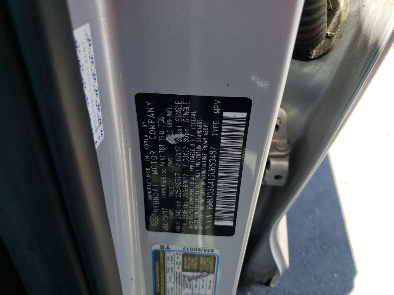 2018 Hyundai Tucson Sel VIN: KM8J33A41JU653487 Lot: 64808254