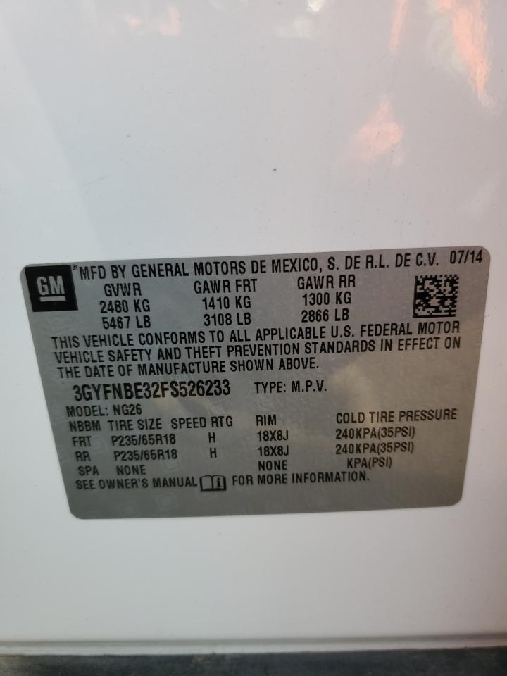 2015 Cadillac Srx Luxury Collection VIN: 3GYFNBE32FS526233 Lot: 62964214