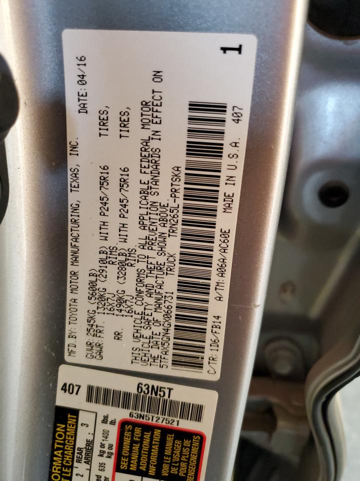 2016 Toyota Tacoma Double Cab VIN: 5TFAX5GN4GX066731 Lot: 64688884