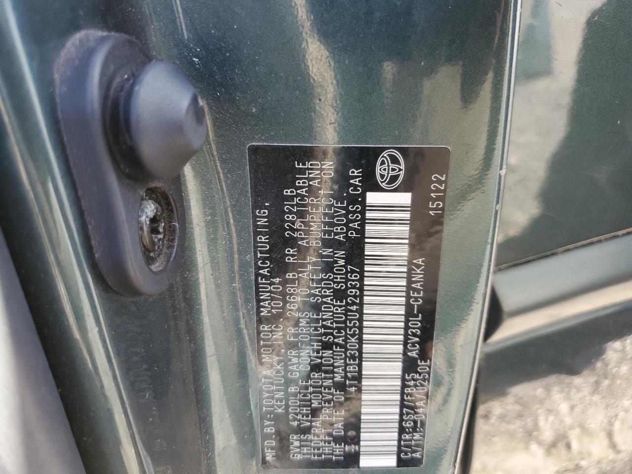 2005 Toyota Camry Le VIN: 4T1BE30K55U429367 Lot: 61189734