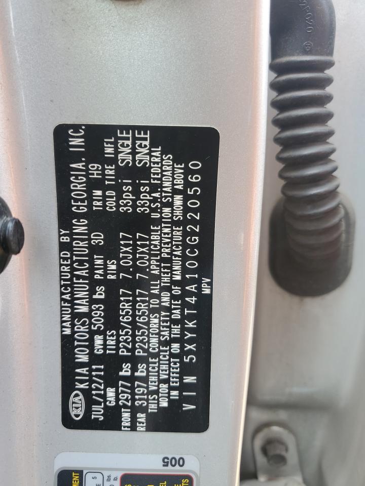 2012 Kia Sorento Base VIN: 5XYKT4A10CG220560 Lot: 63827474