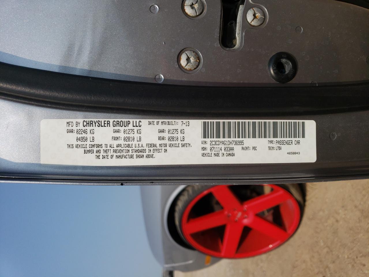 2013 Dodge Challenger Sxt VIN: 2C3CDYAG1DH736995 Lot: 64668014