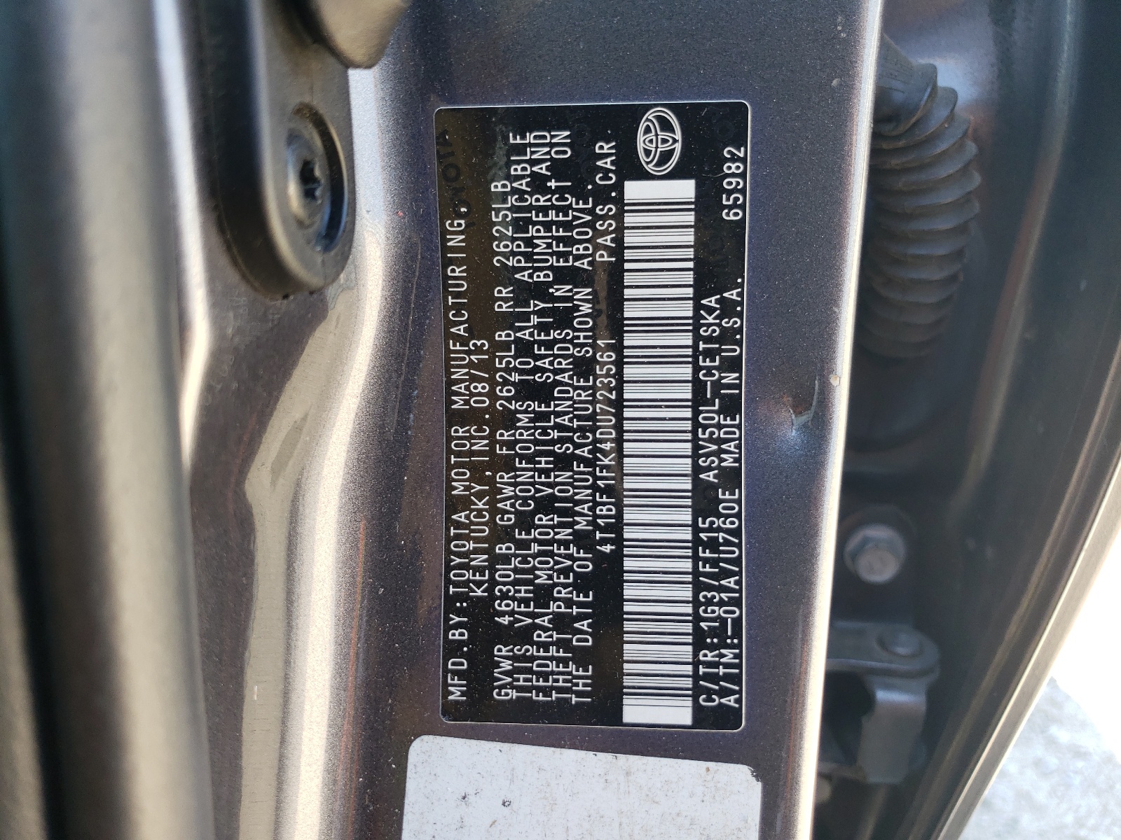 4T1BF1FK4DU723561 2013 Toyota Camry L