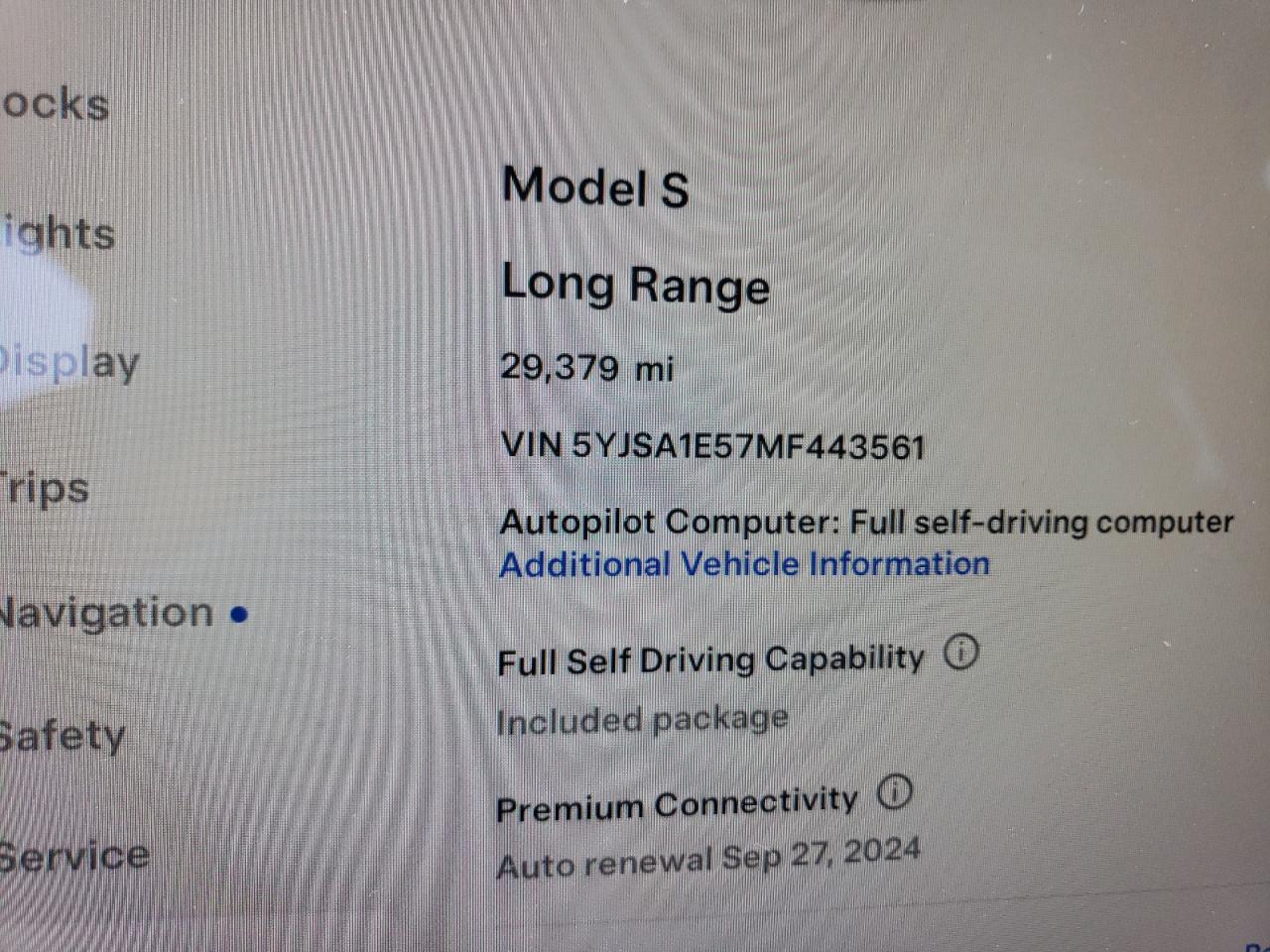 2021 Tesla Model S VIN: 5YJSA1E57MF443561 Lot: 64875694