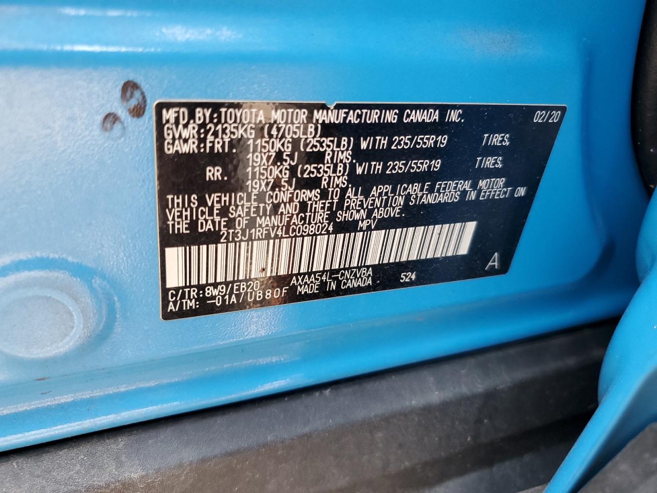 2020 Toyota Rav4 Adventure VIN: 2T3J1RFV4LC098024 Lot: 64373434