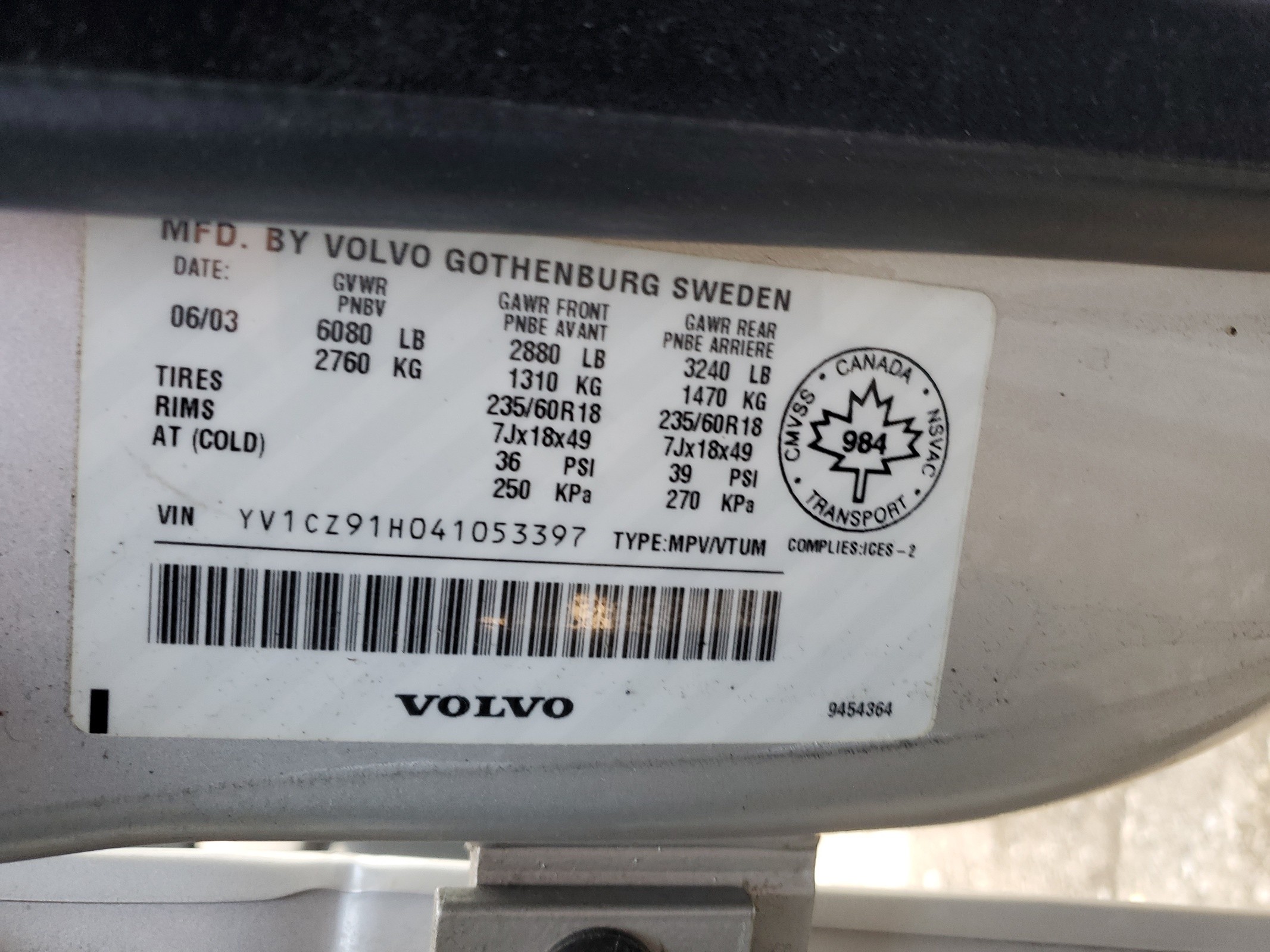 YV1CZ91H041053397 2004 Volvo Xc90 T6