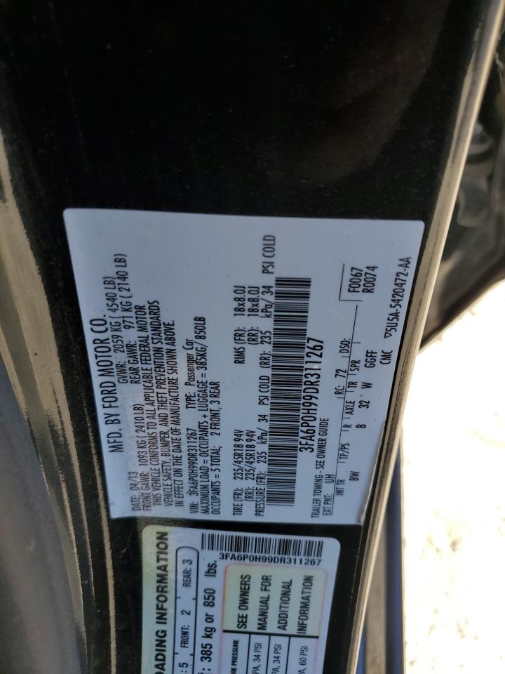 2013 Ford Fusion Se VIN: 3FA6P0H99DR311267 Lot: 63291334