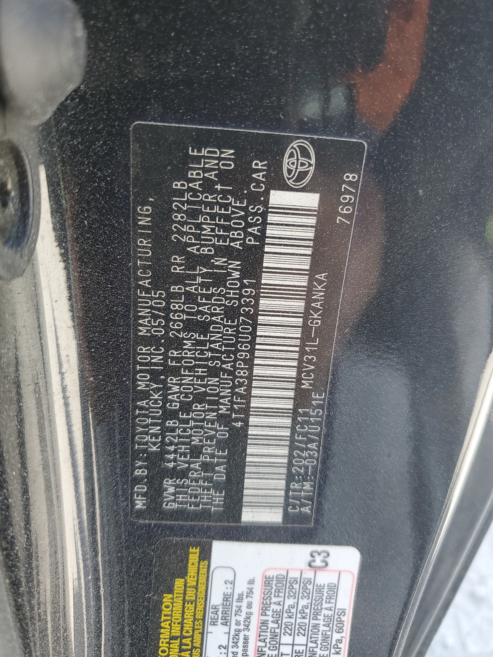 4T1FA38P96U073391 2006 Toyota Camry Solara Se