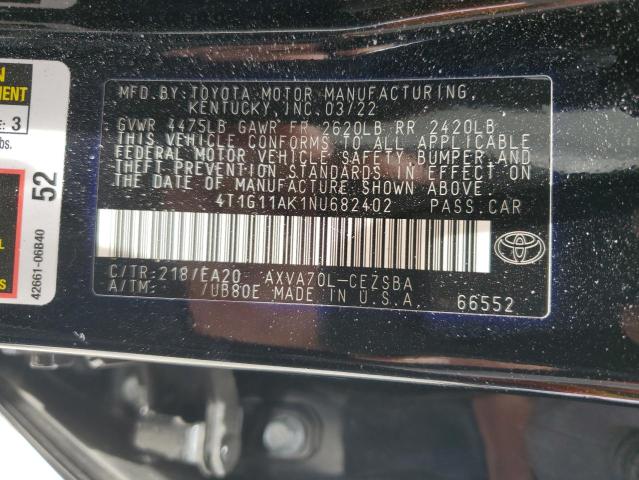 4T1G11AK1NU682402 | 2022 Toyota camry se