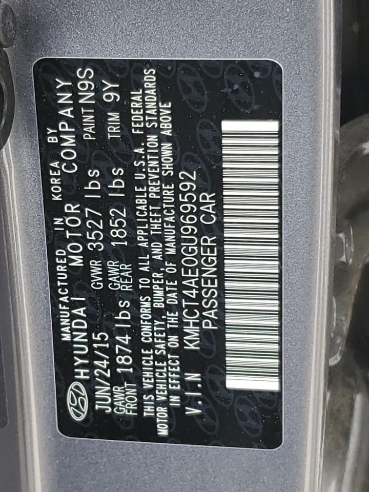 2016 Hyundai Accent Se VIN: KMHCT4AE0GU969592 Lot: 62933554