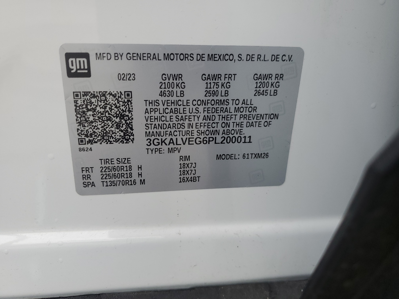 3GKALVEG6PL200011 2023 GMC Terrain Slt