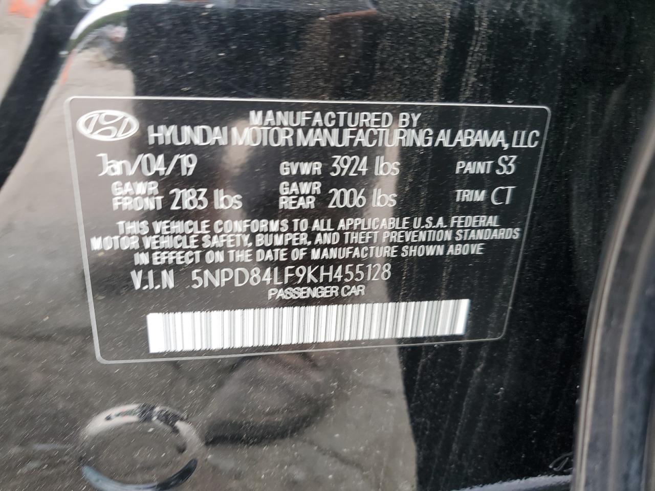 5NPD84LF9KH455128 2019 Hyundai Elantra Sel