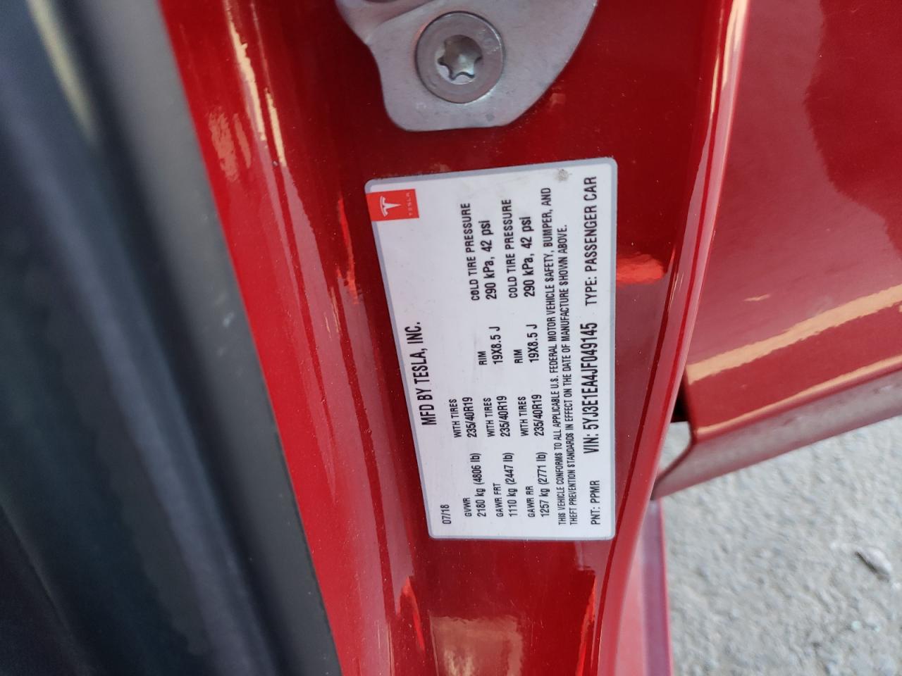 5YJ3E1EA4JF049145 2018 Tesla Model 3