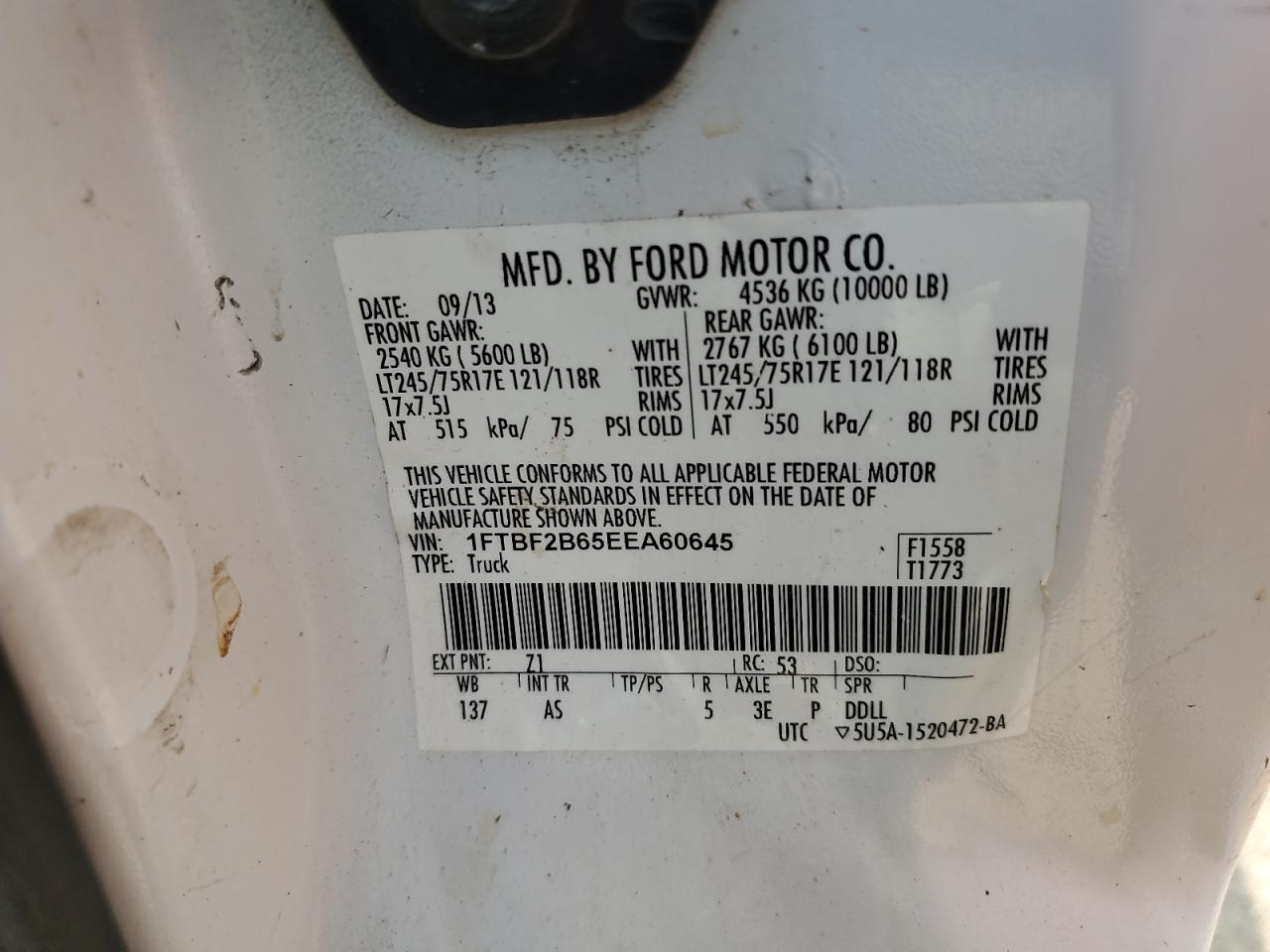 1FTBF2B65EEA60645 2014 Ford F250 Super Duty