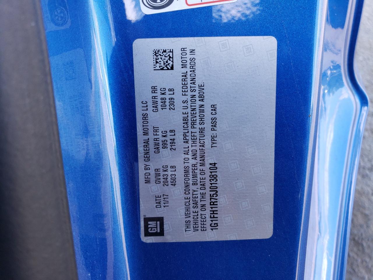 2018 Chevrolet Camaro Ss VIN: 1G1FH1R75J0138104 Lot: 63669124