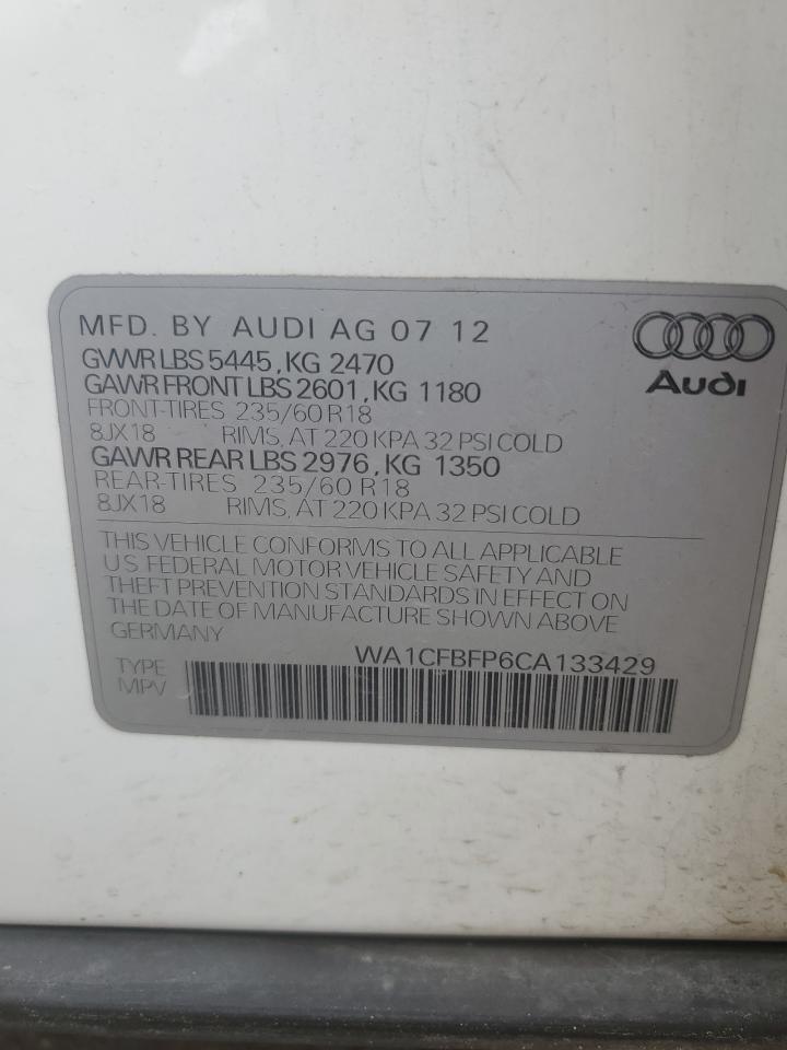 WA1CFBFP6CA133429 2012 Audi Q5 Premium