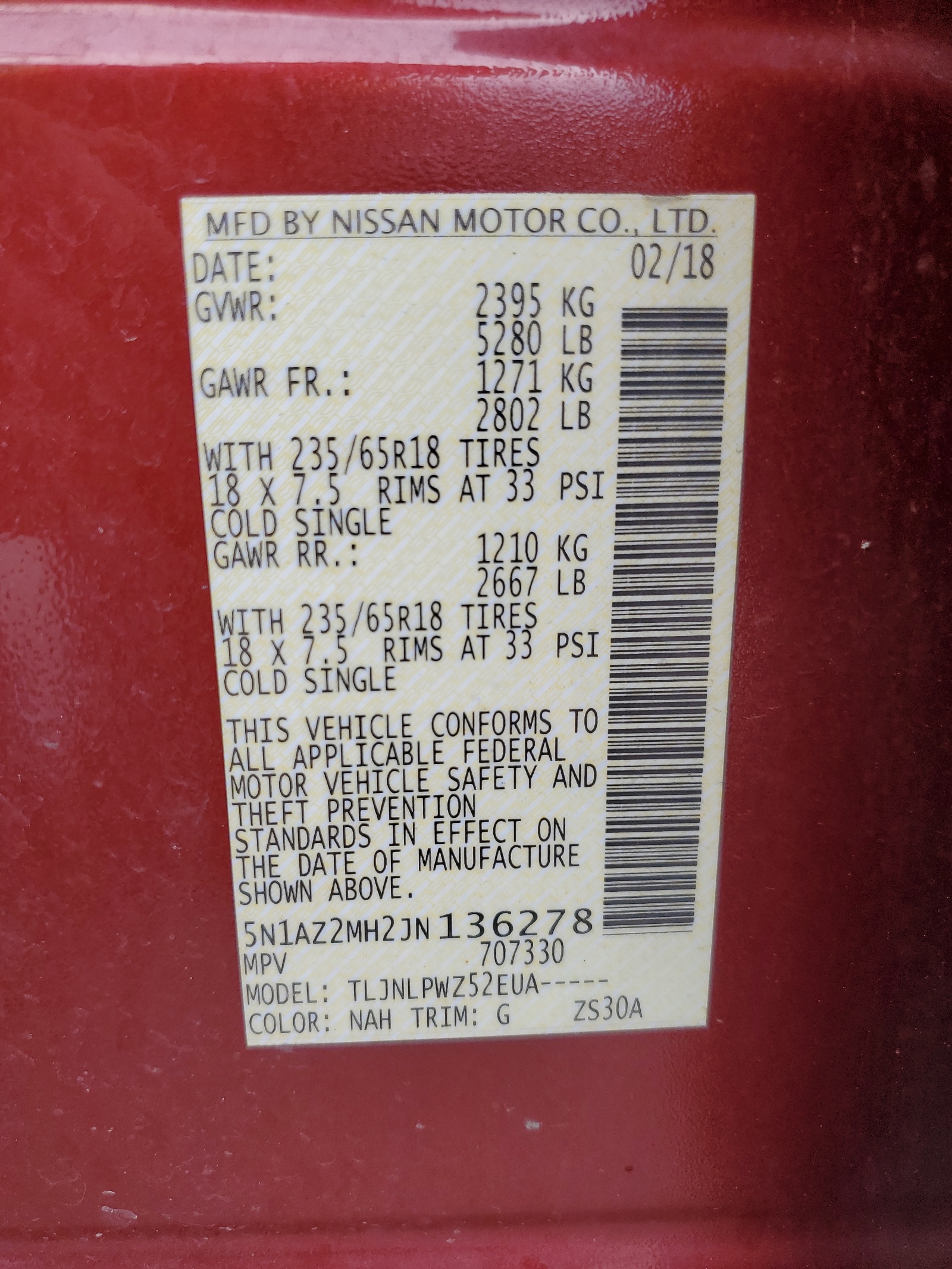 5N1AZ2MH2JN136278 2018 Nissan Murano S