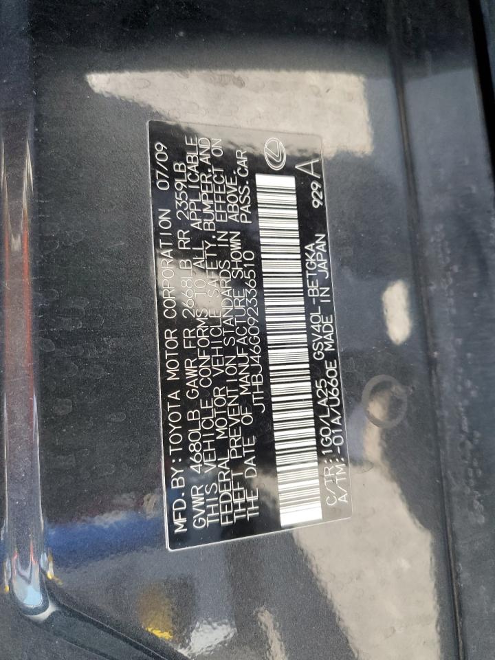 2009 Lexus Es 350 VIN: JTHBJ46G092336510 Lot: 62127714