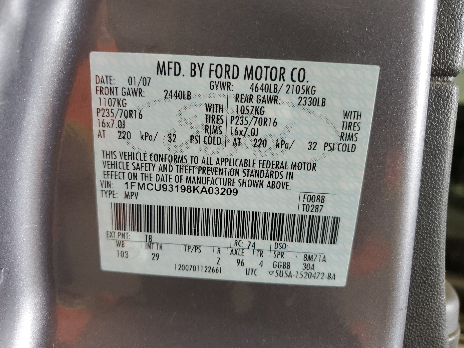 1FMCU93198KA03209 2008 Ford Escape Xlt