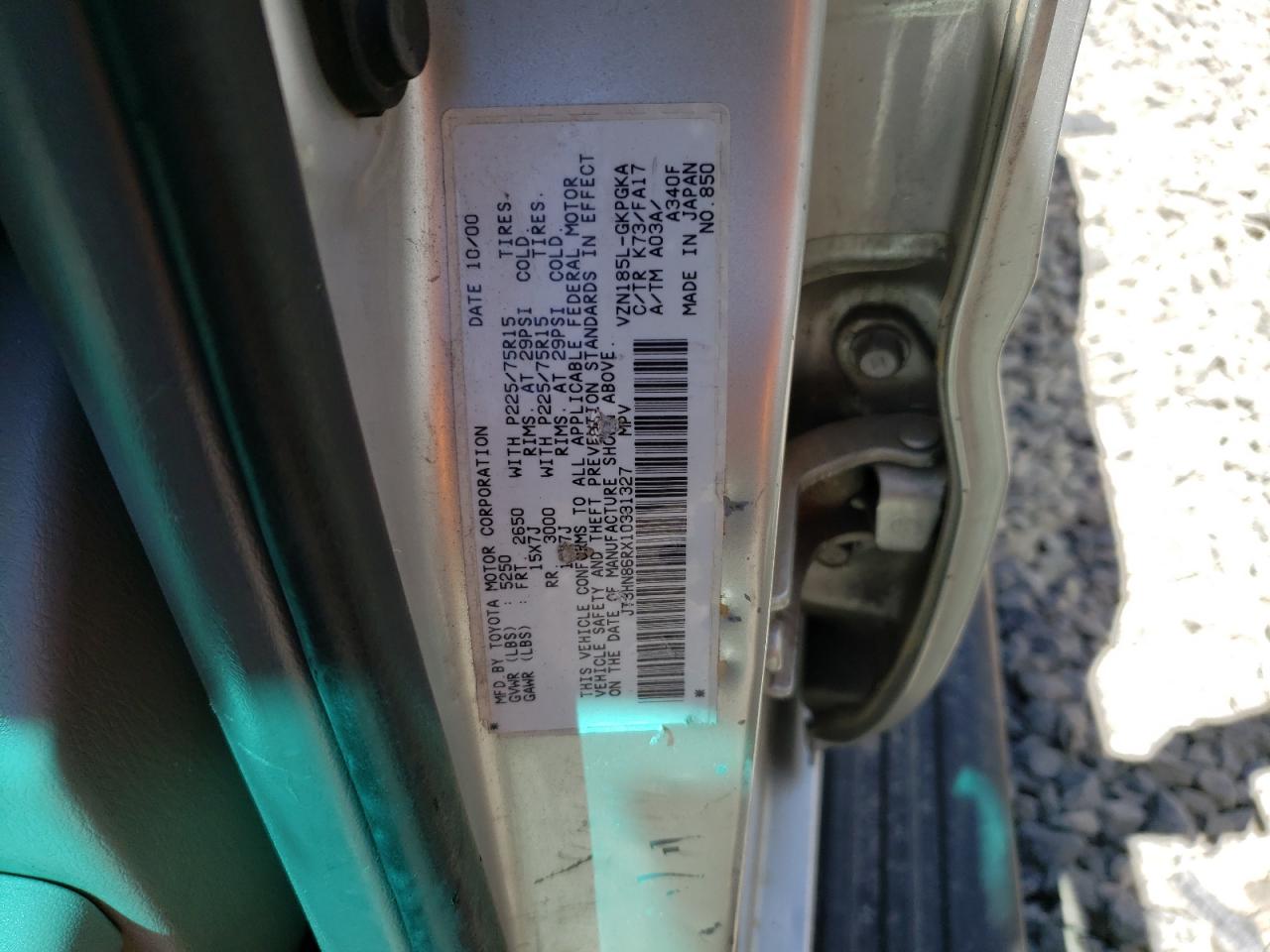 2001 Toyota 4Runner Sr5 VIN: JT3HN86RX10331327 Lot: 61304534