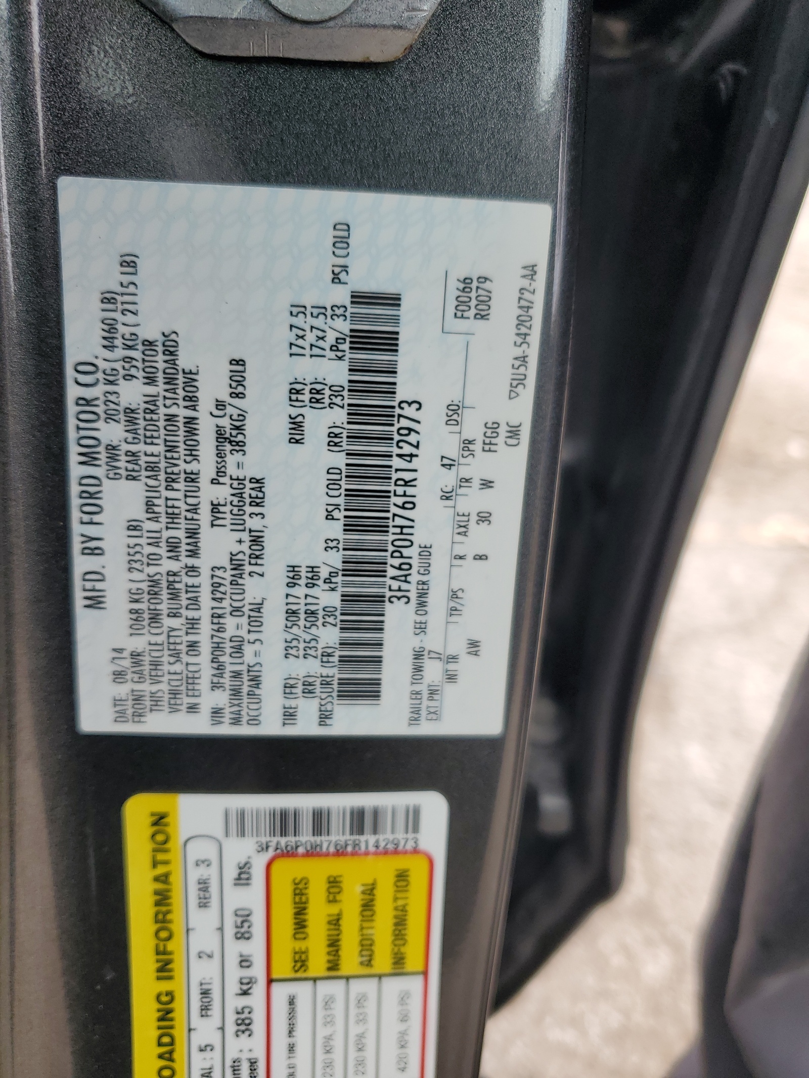 3FA6P0H76FR142973 2015 Ford Fusion Se