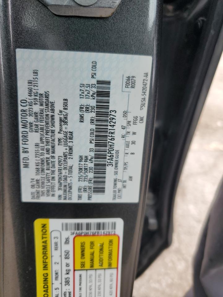 2015 Ford Fusion Se VIN: 3FA6P0H76FR142973 Lot: 62399724