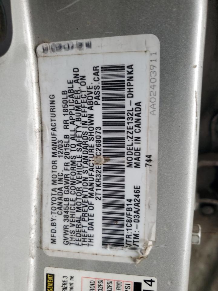 2004 Toyota Corolla Matrix Xr VIN: 2T1KR32EX4C268073 Lot: 64708464