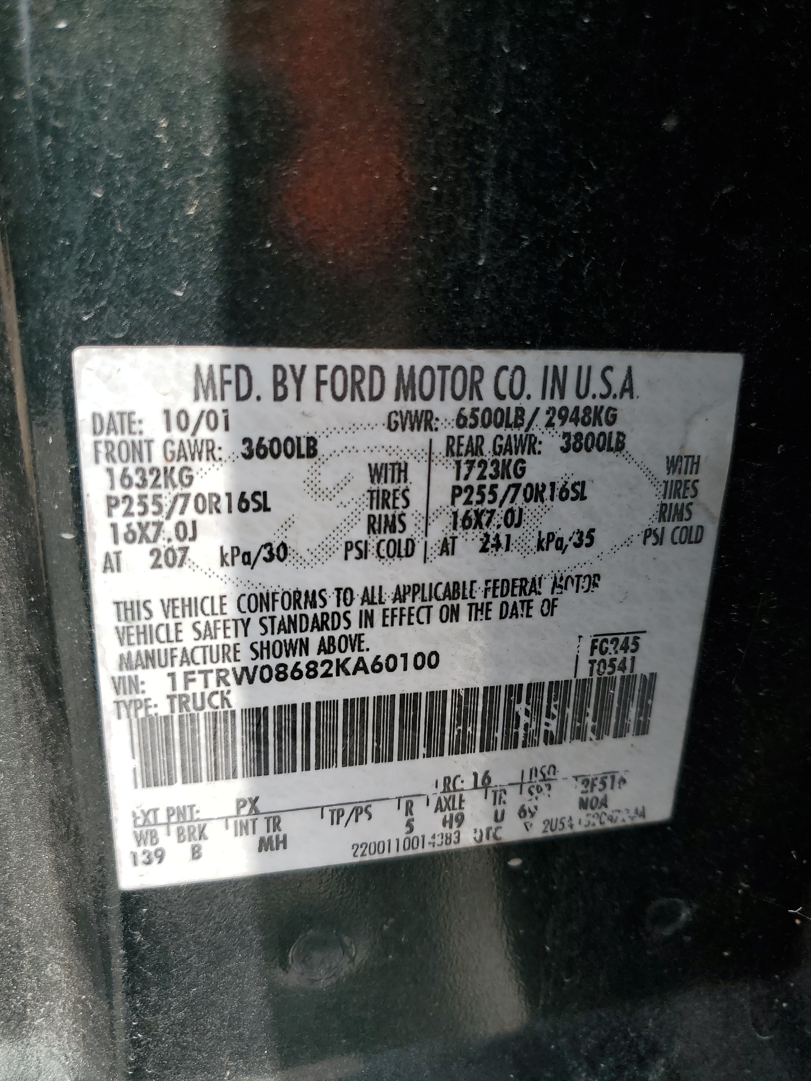 1FTRW08682KA60100 2002 Ford F150 Supercrew