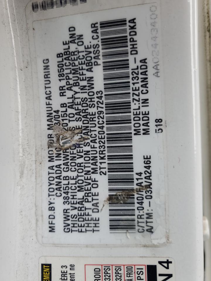 2004 Toyota Corolla Matrix Xr VIN: 2T1KR32E04C297243 Lot: 62845724