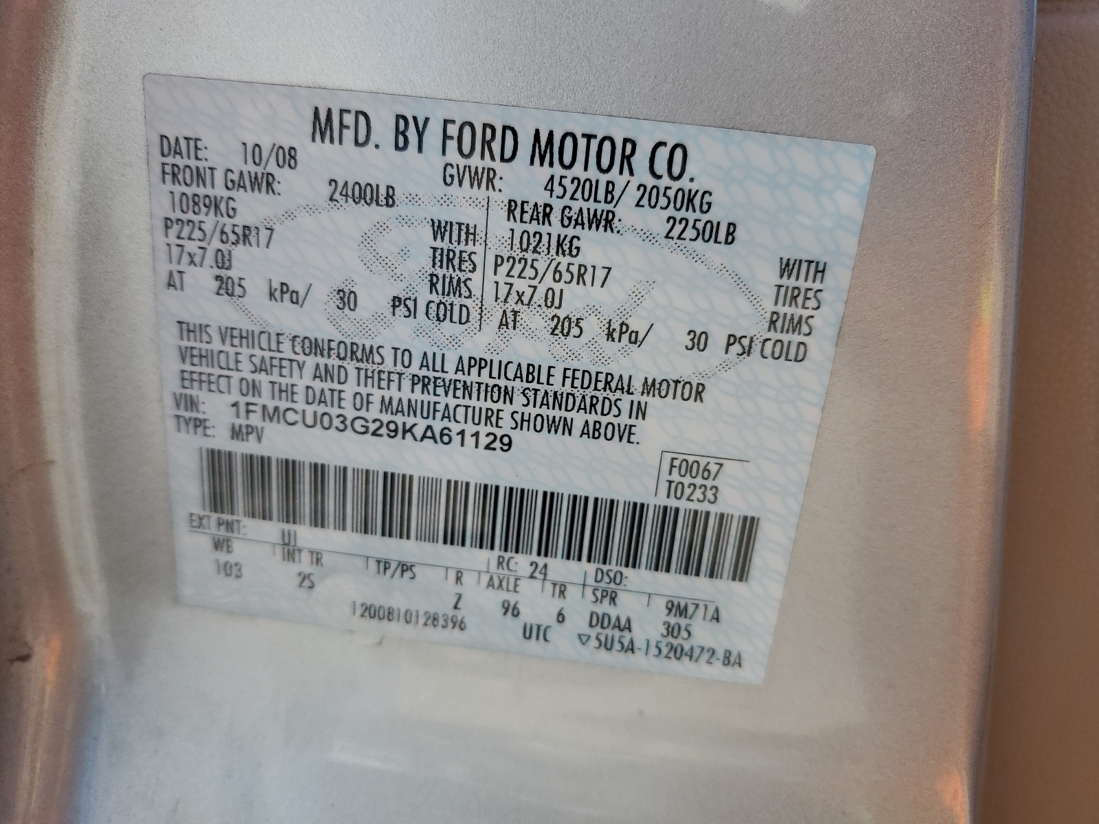 1FMCU03G29KA61129 2009 Ford Escape Xlt