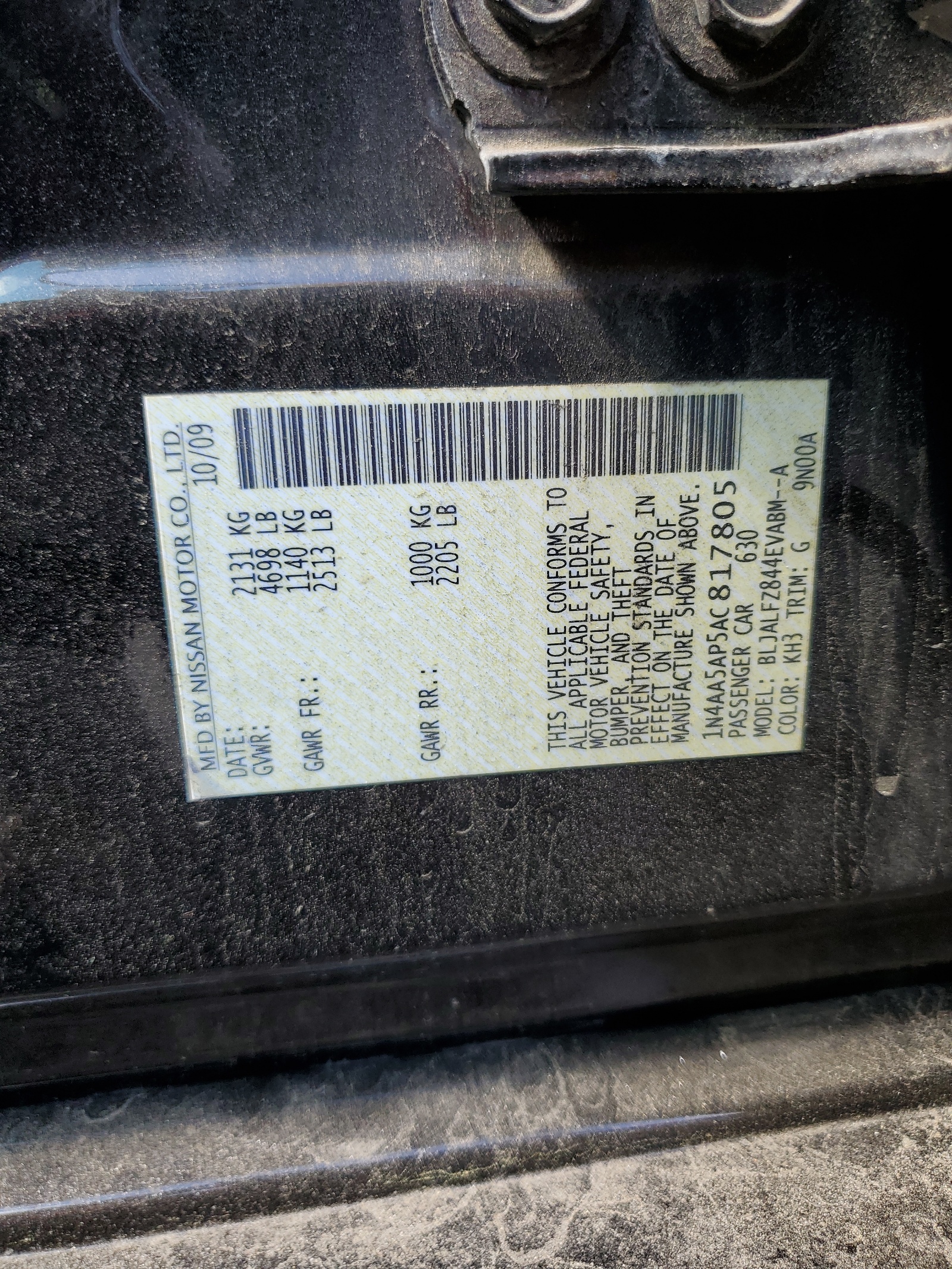 1N4AA5AP5AC817805 2010 Nissan Maxima S