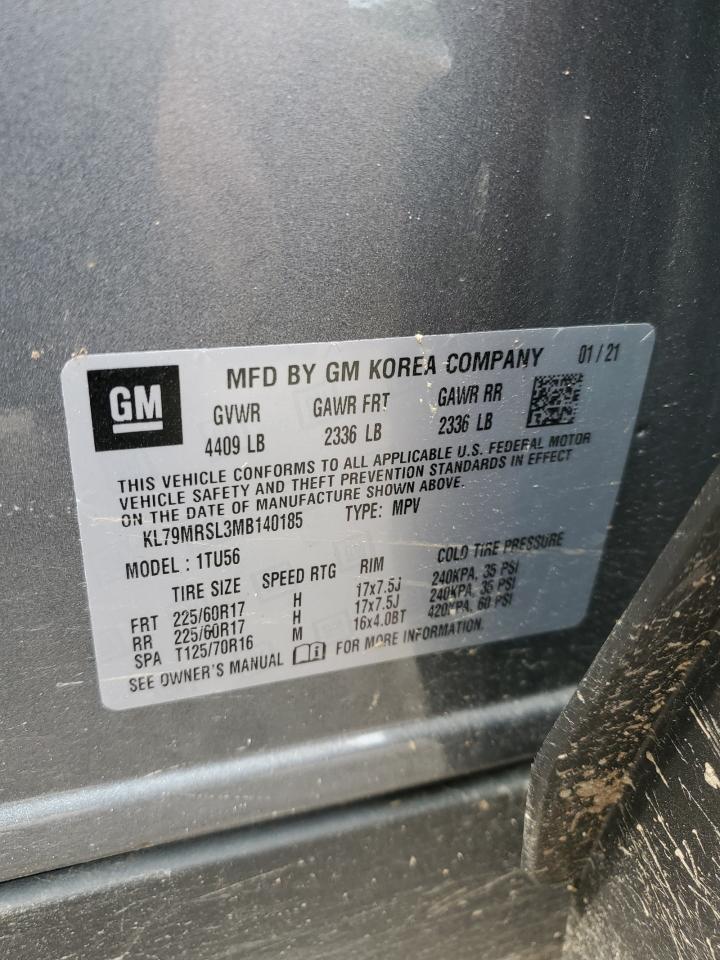 2021 Chevrolet Trailblazer Lt VIN: KL79MRSL3MB140185 Lot: 64742224