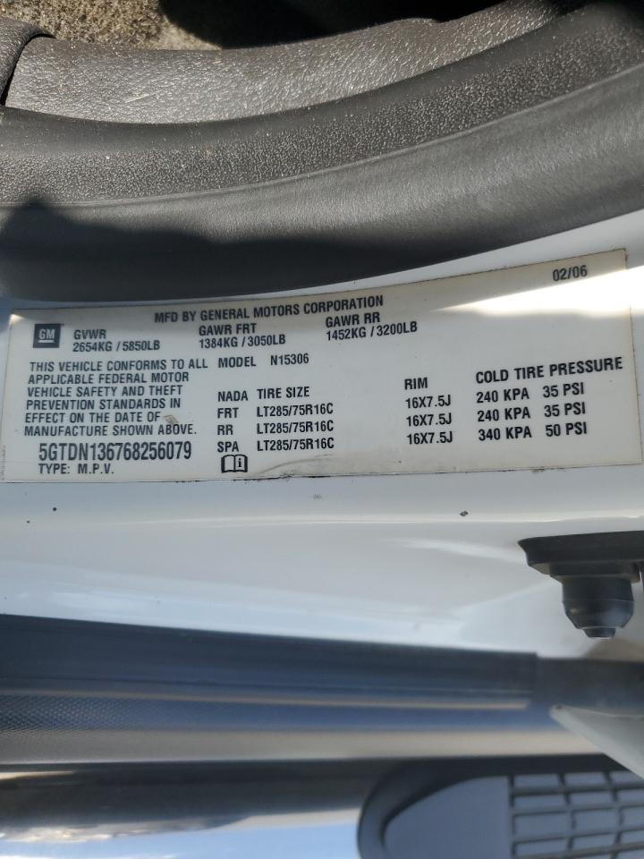 2006 Hummer H3 VIN: 5GTDN136768256079 Lot: 63652534