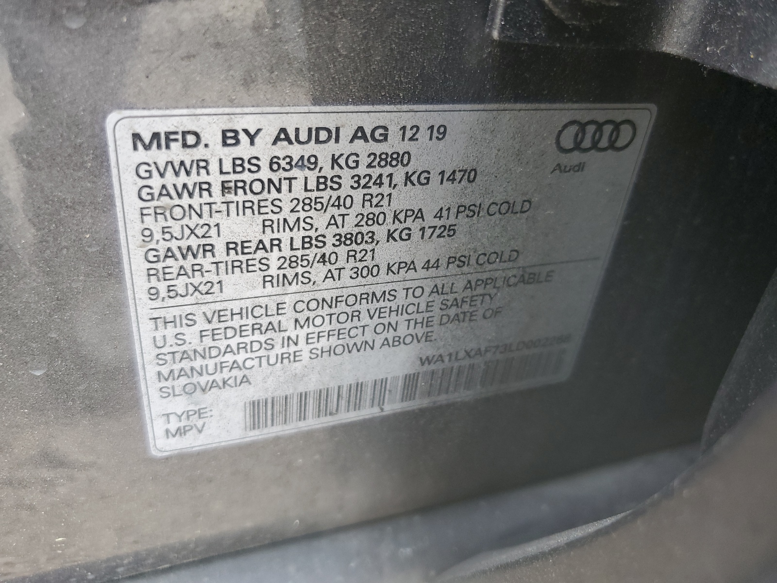 WA1LXAF73LD002268 2020 Audi Q7 Premium Plus