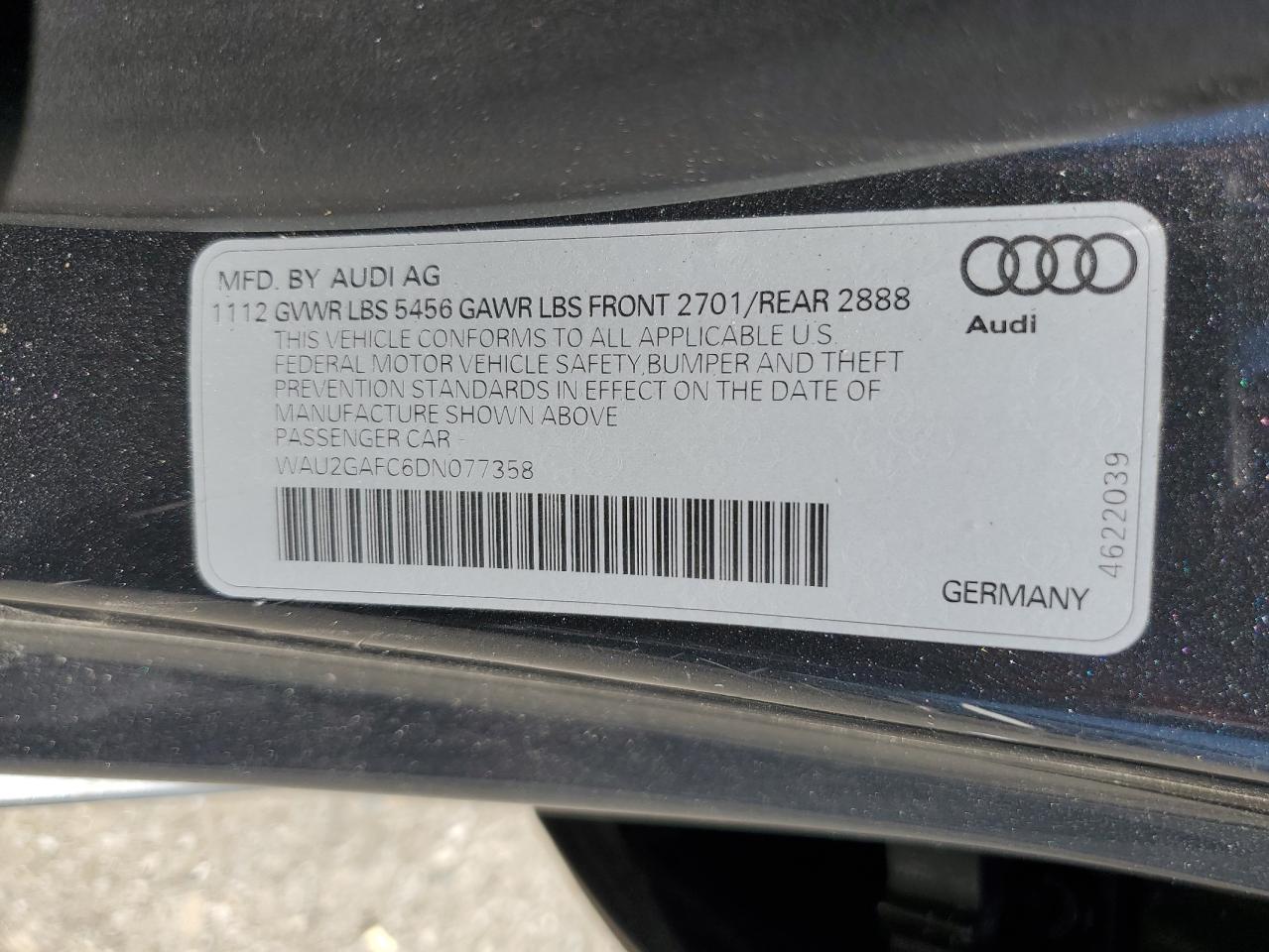 2013 Audi A7 Prestige VIN: WAU2GAFC6DN077358 Lot: 62605384
