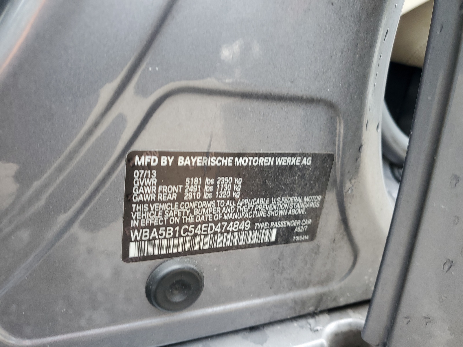 WBA5B1C54ED474849 2014 BMW 535 I