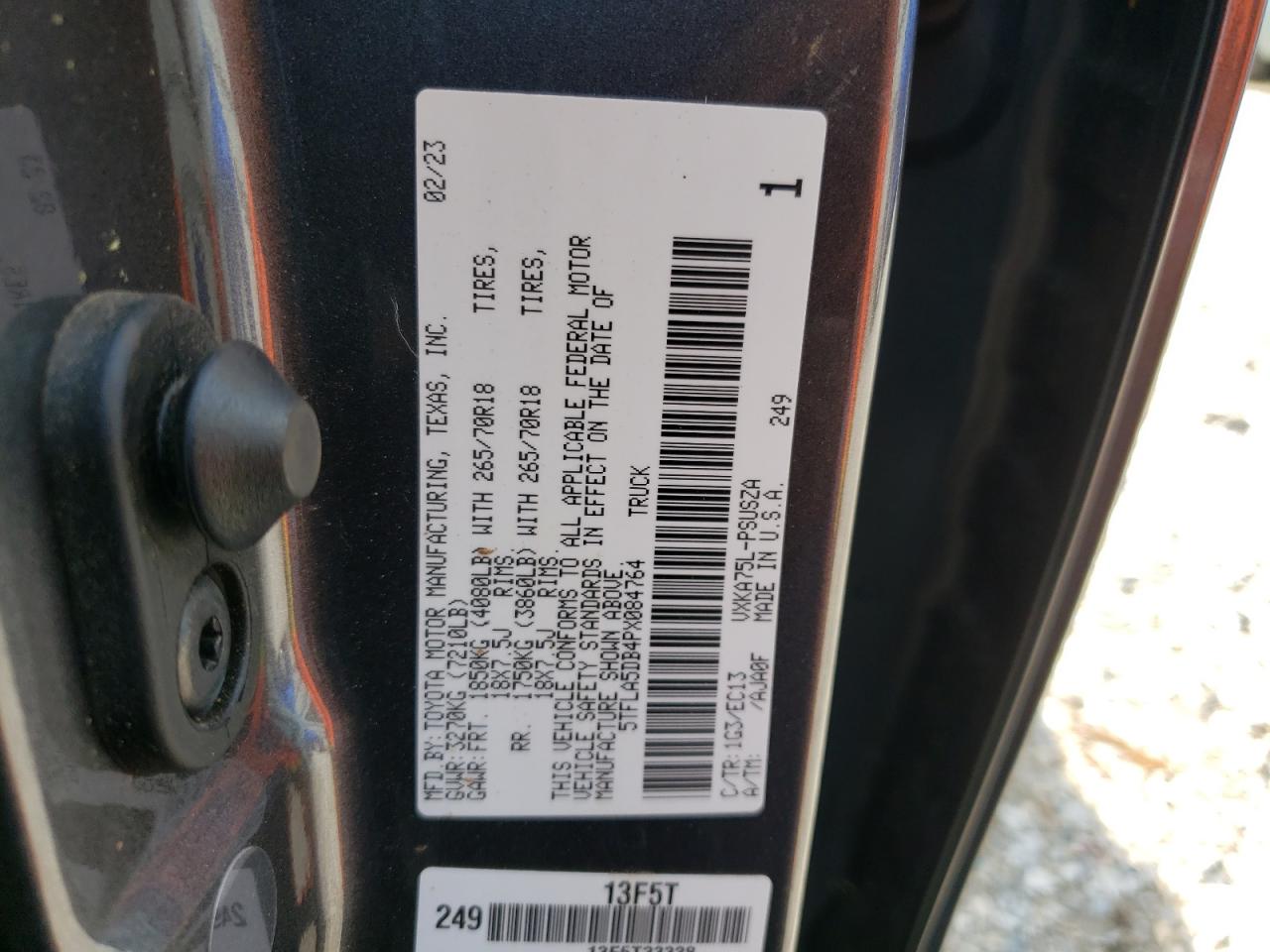 2023 Toyota Tundra Crewmax Sr VIN: 5TFLA5DB4PX084764 Lot: 62999414