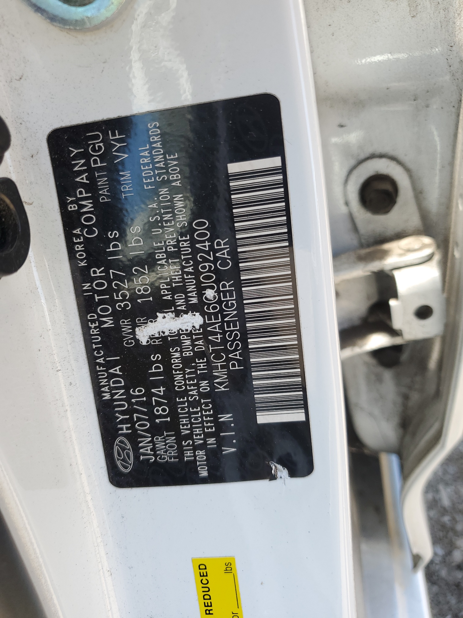 KMHCT4AE6GU092400 2016 Hyundai Accent Se