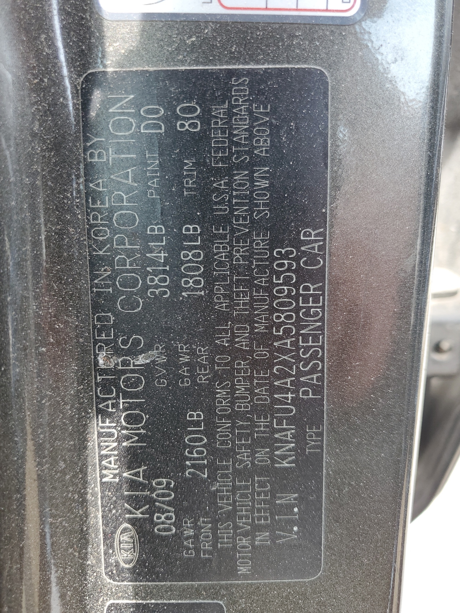 KNAFU4A2XA5809593 2010 Kia Forte Ex