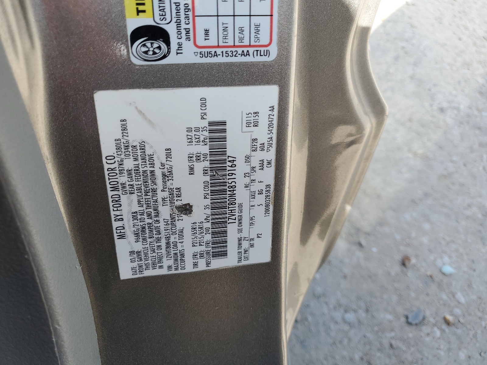 1ZVHT80N485191647 2008 Ford Mustang