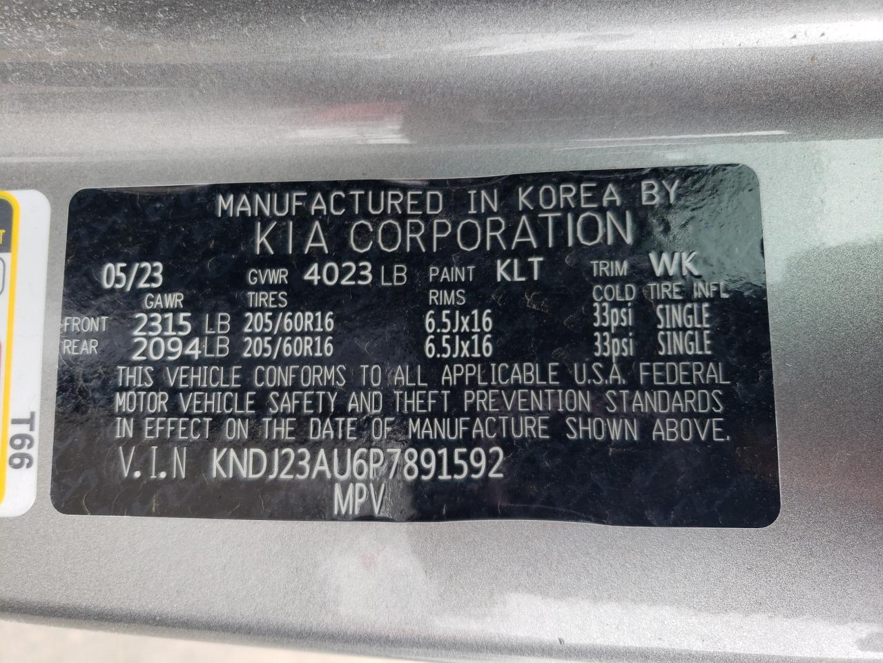 KNDJ23AU6P7891592 2023 Kia Soul Lx